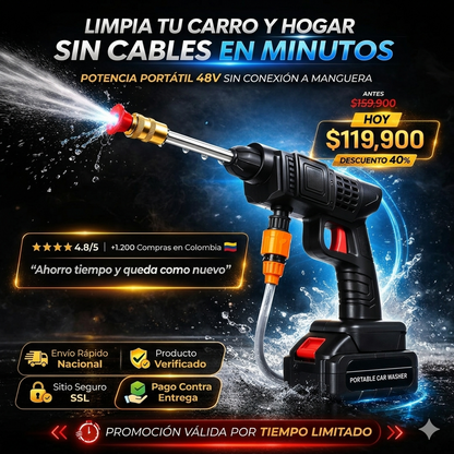 Hidrolavadora Inalámbrica Pro 48V - Kit Doble Batería + Maletín Rígido